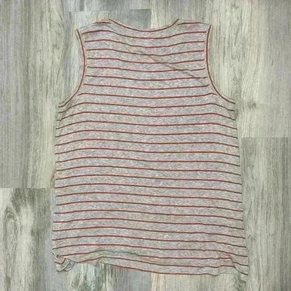 CAbi Gray Orange Stripe Ruffle Tank Top Sleeveless Shirt Peplum  #5331 Size S - Picture 5 of 7